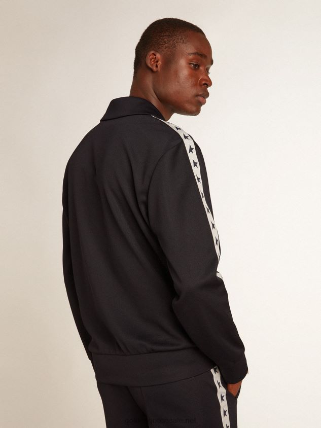 Dark blue sweatshirt with white strip and contrasting blue stars FN20N698 Men Golden Goose