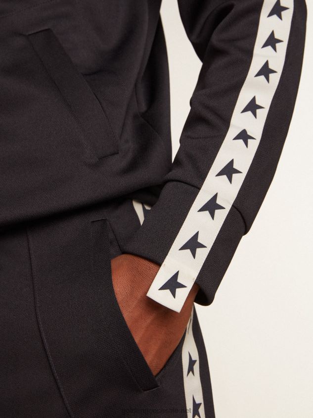 Dark blue sweatshirt with white strip and contrasting blue stars FN20N698 Men Golden Goose