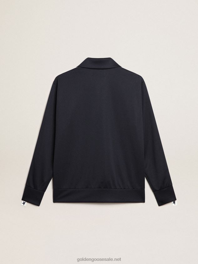 Dark blue sweatshirt with white strip and contrasting blue stars FN20N698 Men Golden Goose