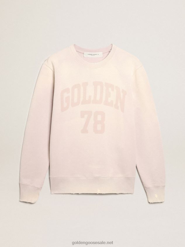 Distressed-finish pale pink sweatshirt FN20N730 Men Golden Goose