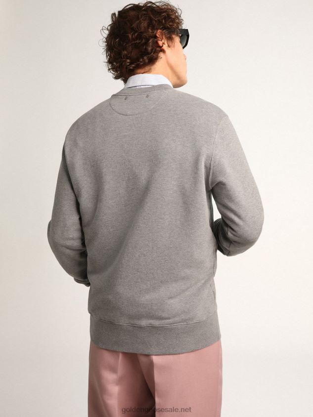 Gray Journey Collection sweatshirt with contrasting turquoise Golden lettering FN20N767 Men