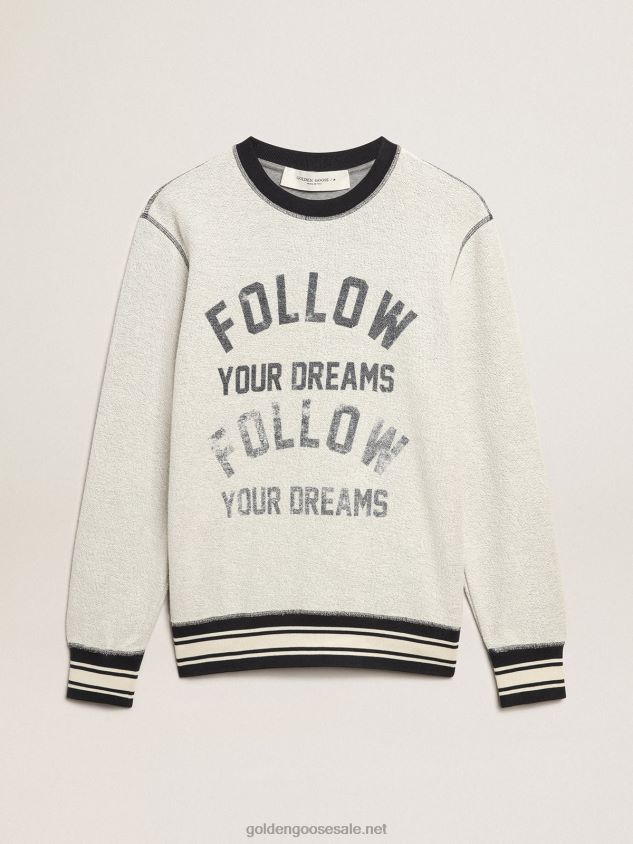 Gray round-neck sweatshirt with lettering FN20N785 Men Golden Goose