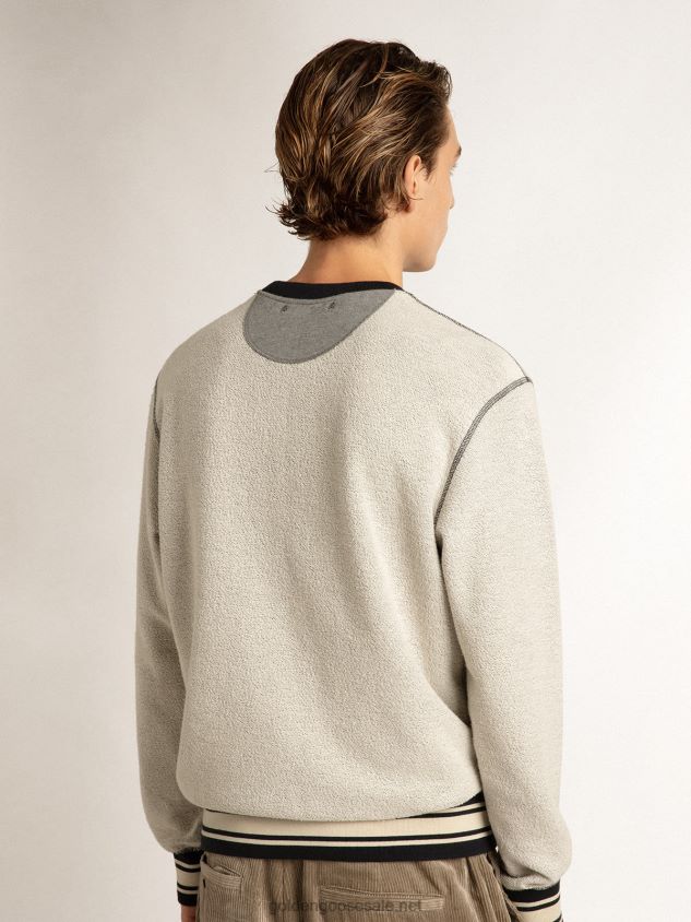 Gray round-neck sweatshirt with lettering FN20N785 Men Golden Goose