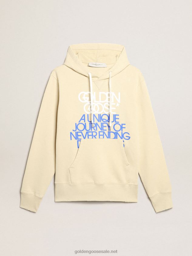Marzipan-colored sweatshirt with lettering on the front FN20N794 Men Golden Goose
