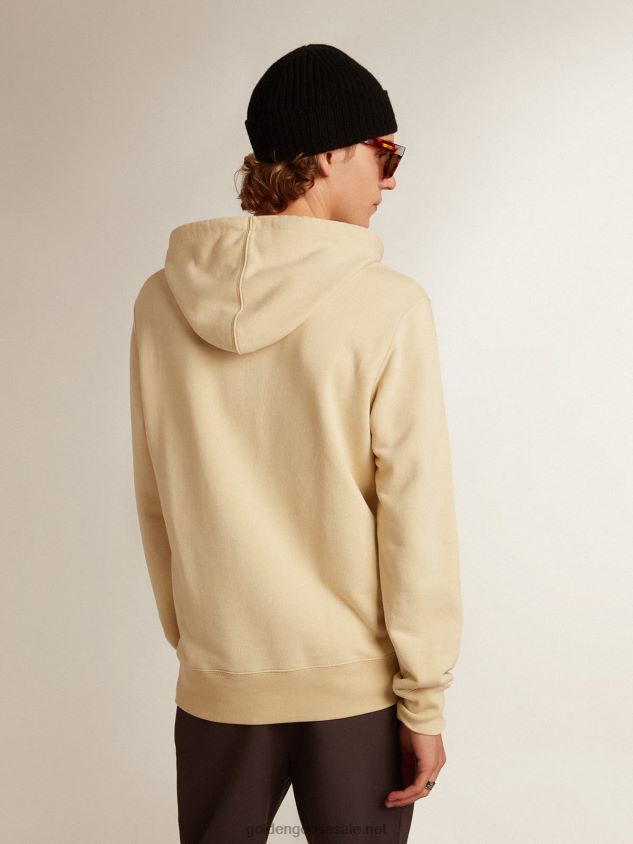 Marzipan-colored sweatshirt with lettering on the front FN20N794 Men Golden Goose