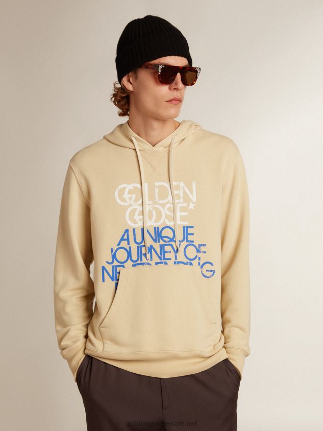 Marzipan-colored sweatshirt with lettering on the front FN20N794 Men Golden Goose