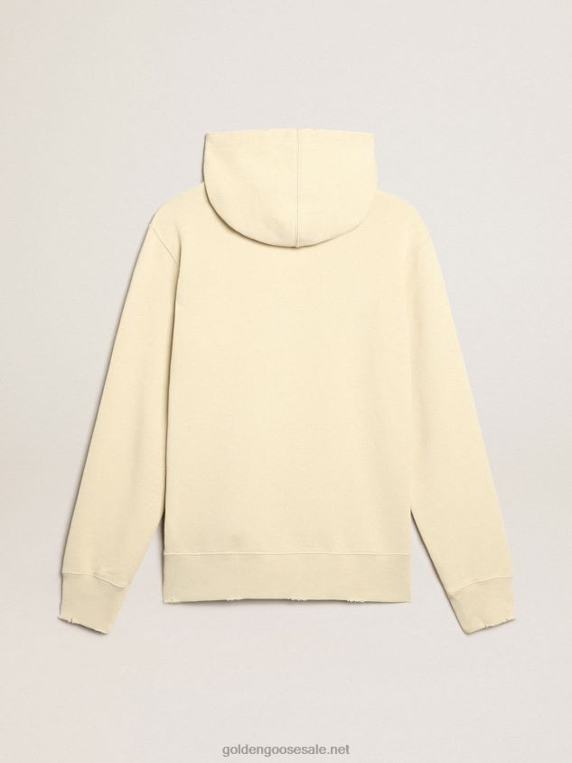 Marzipan-colored sweatshirt with lettering on the front FN20N794 Men Golden Goose