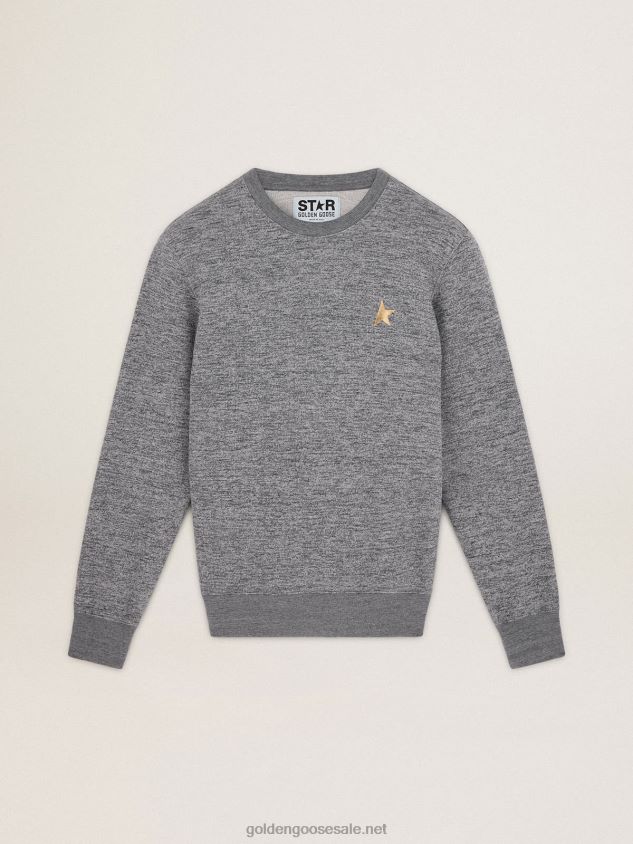 Melange-gray Archibald Star Collection cotton sweatshirt with contrasting gold star on the front FN20N745 Men Golden Goose