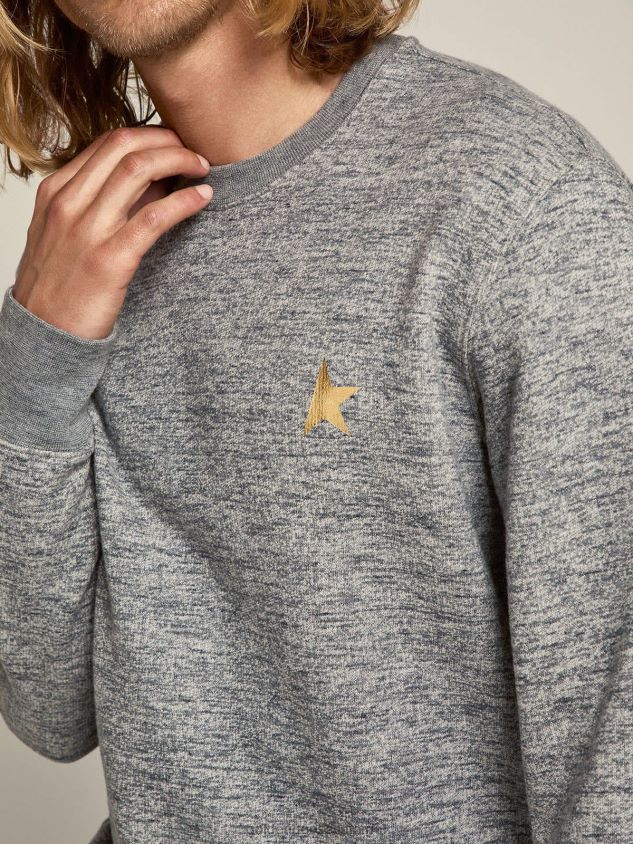 Melange-gray Archibald Star Collection cotton sweatshirt with contrasting gold star on the front FN20N745 Men Golden Goose