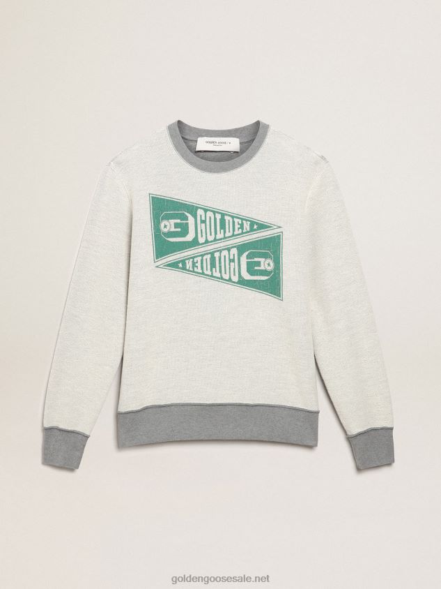 Melange-gray Collection sweatshirt with green Golden print FN20N753 Men