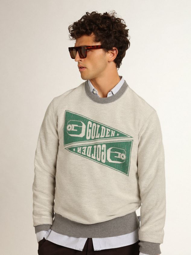 Melange-gray Collection sweatshirt with green Golden print FN20N753 Men