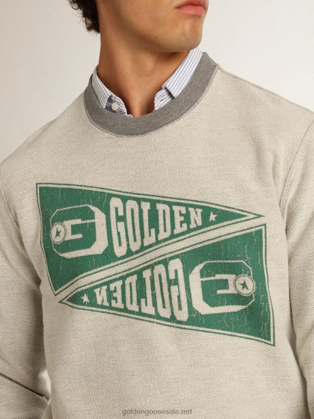 Melange-gray Collection sweatshirt with green Golden print FN20N753 Men