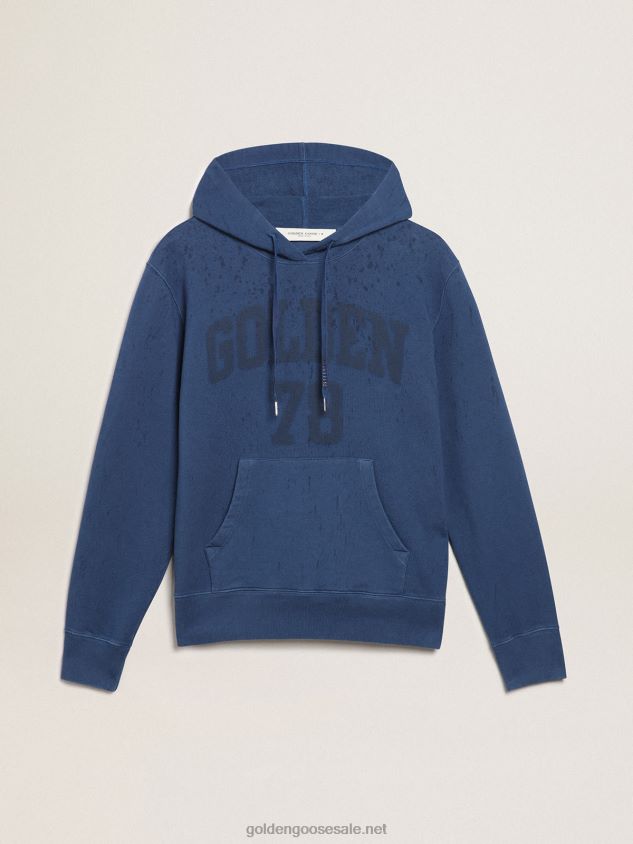 Midshipman-blue Journey Collection sweatshirt with Golden 78 lettering and rain-effect treatment FN20N739 Men