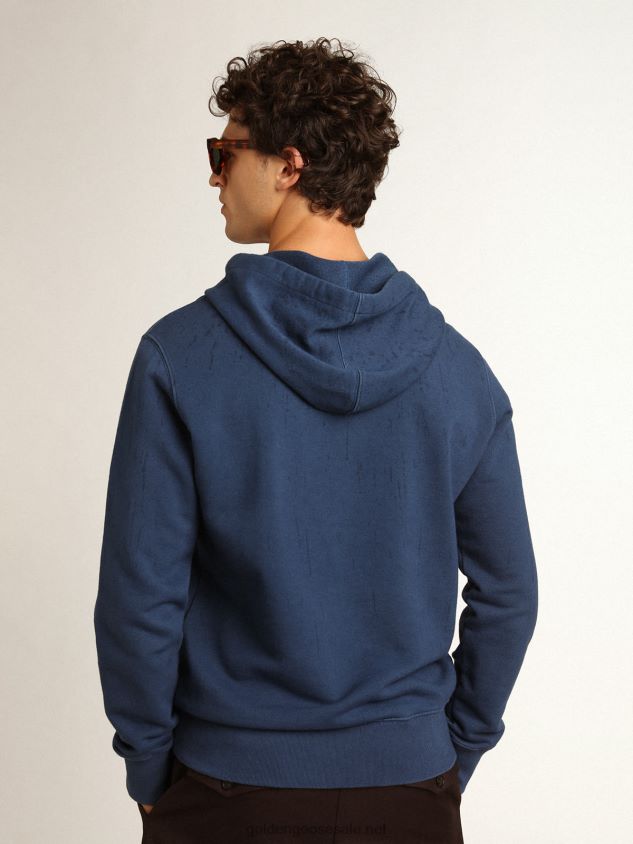 Midshipman-blue Journey Collection sweatshirt with Golden 78 lettering and rain-effect treatment FN20N739 Men