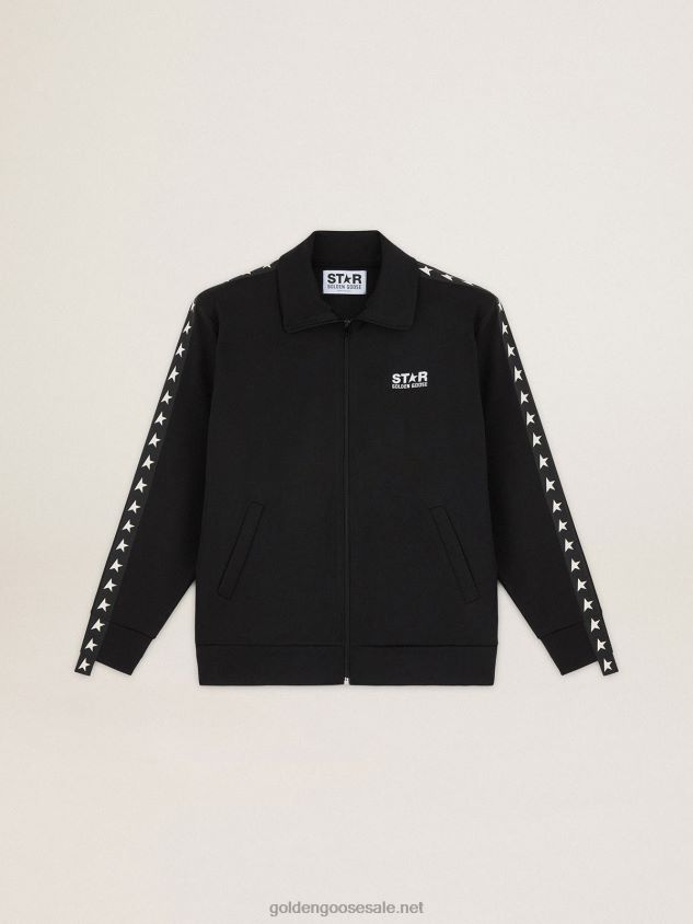 black zipped sweatshirt with contrasting white stars FN20N705 Men Golden Goose