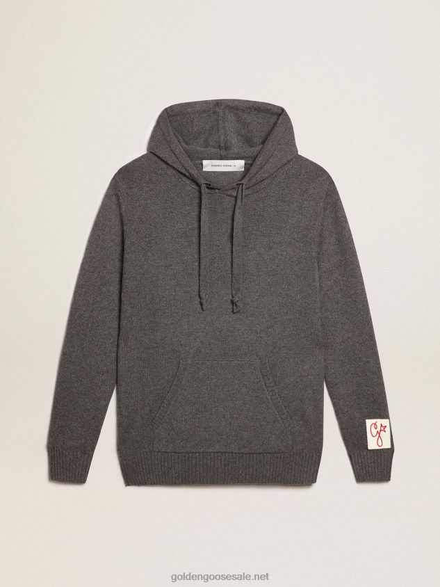 gray melange cashmere blend sweatshirt with hood FN20N729 Men Golden Goose
