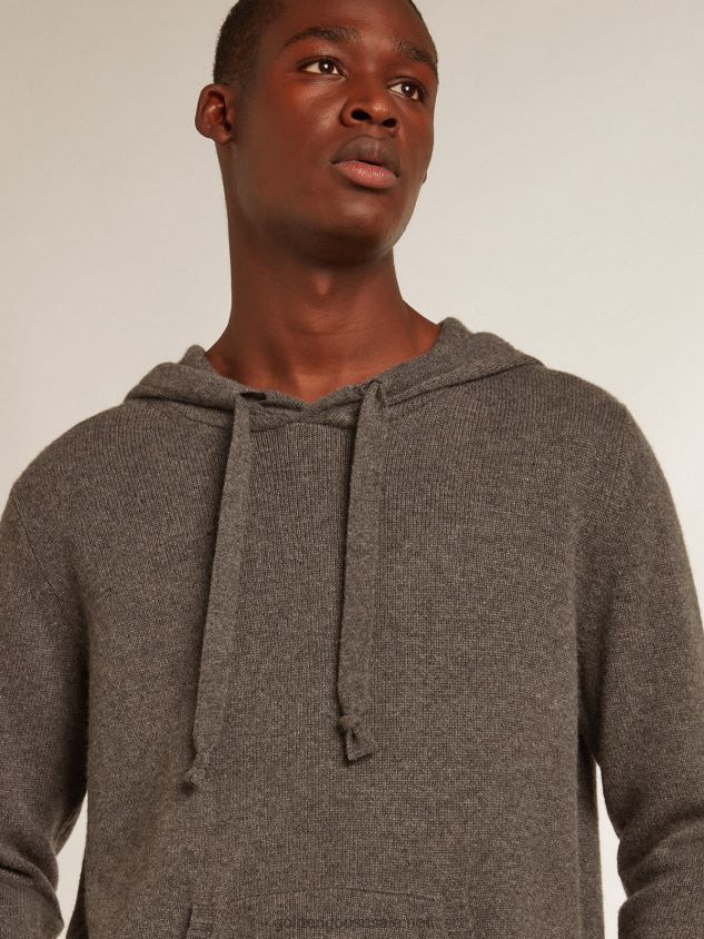 gray melange cashmere blend sweatshirt with hood FN20N729 Men Golden Goose