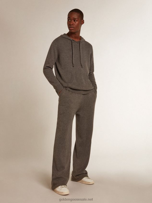gray melange cashmere blend sweatshirt with hood FN20N729 Men Golden Goose