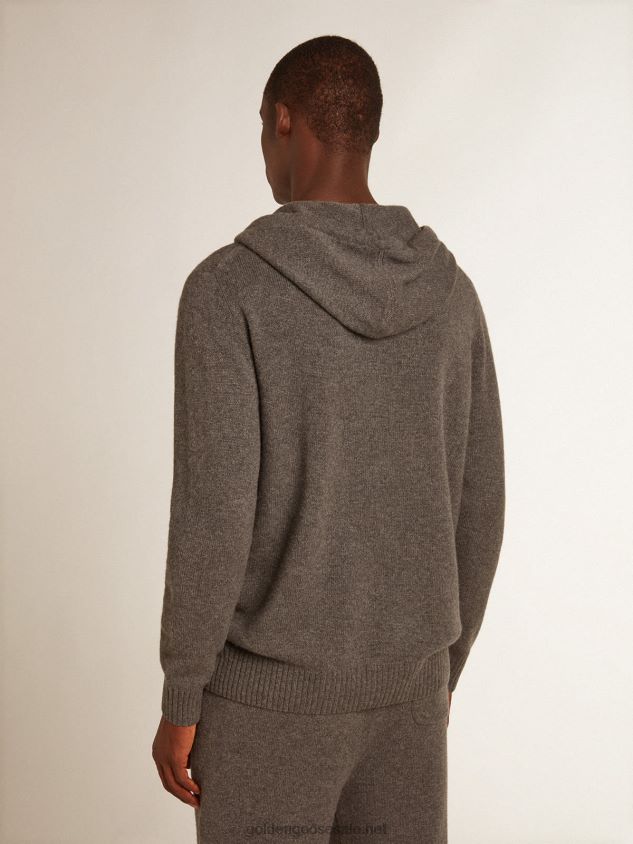 gray melange cashmere blend sweatshirt with hood FN20N729 Men Golden Goose