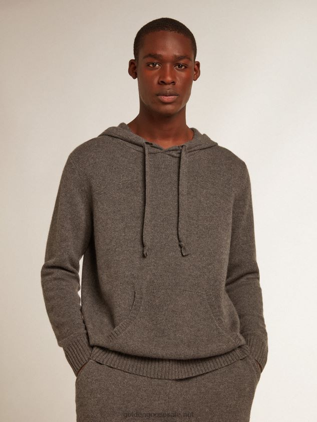 gray melange cashmere blend sweatshirt with hood FN20N729 Men Golden Goose