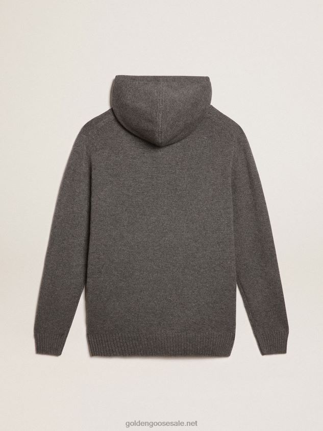gray melange cashmere blend sweatshirt with hood FN20N729 Men Golden Goose