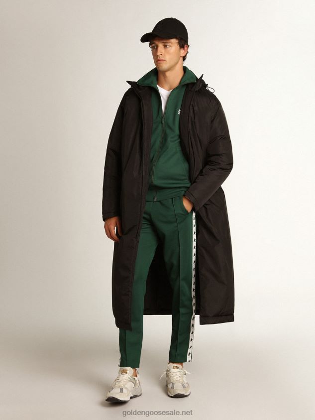 green zipped sweatshirt with white strip and contrasting stars FN20N691 Men Golden Goose