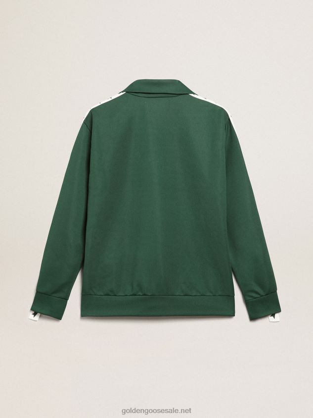 green zipped sweatshirt with white strip and contrasting stars FN20N691 Men Golden Goose