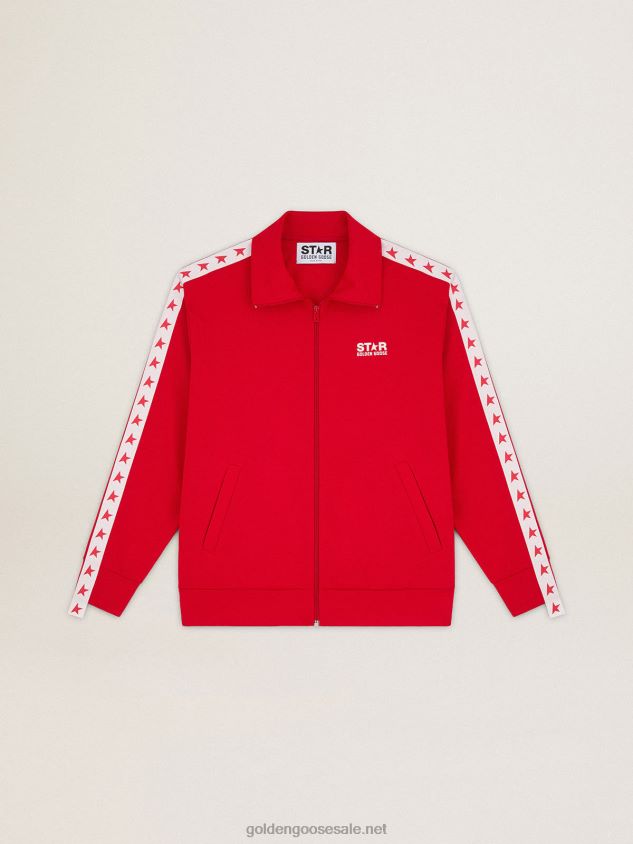 red zipped sweatshirt with contrasting red stars FN20N707 Men Golden Goose