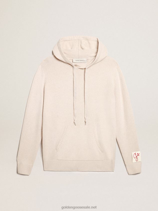 white cashmere blend sweatshirt with hood FN20N816 Men Golden Goose