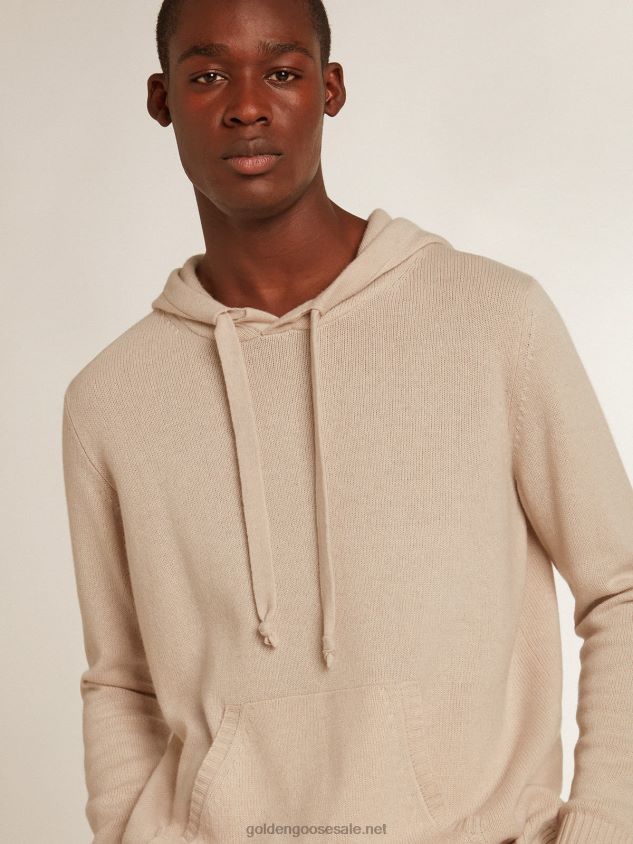 white cashmere blend sweatshirt with hood FN20N816 Men Golden Goose