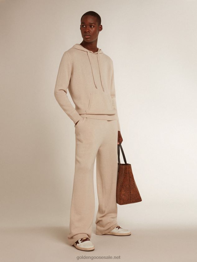 white cashmere blend sweatshirt with hood FN20N816 Men Golden Goose