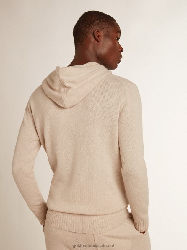 white cashmere blend sweatshirt with hood FN20N816 Men Golden Goose