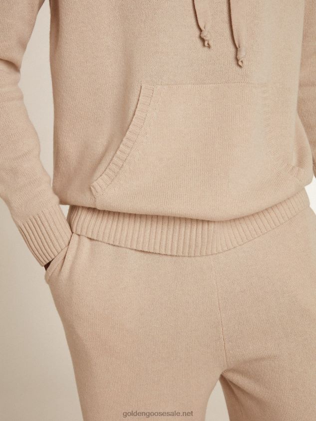 white cashmere blend sweatshirt with hood FN20N816 Men Golden Goose