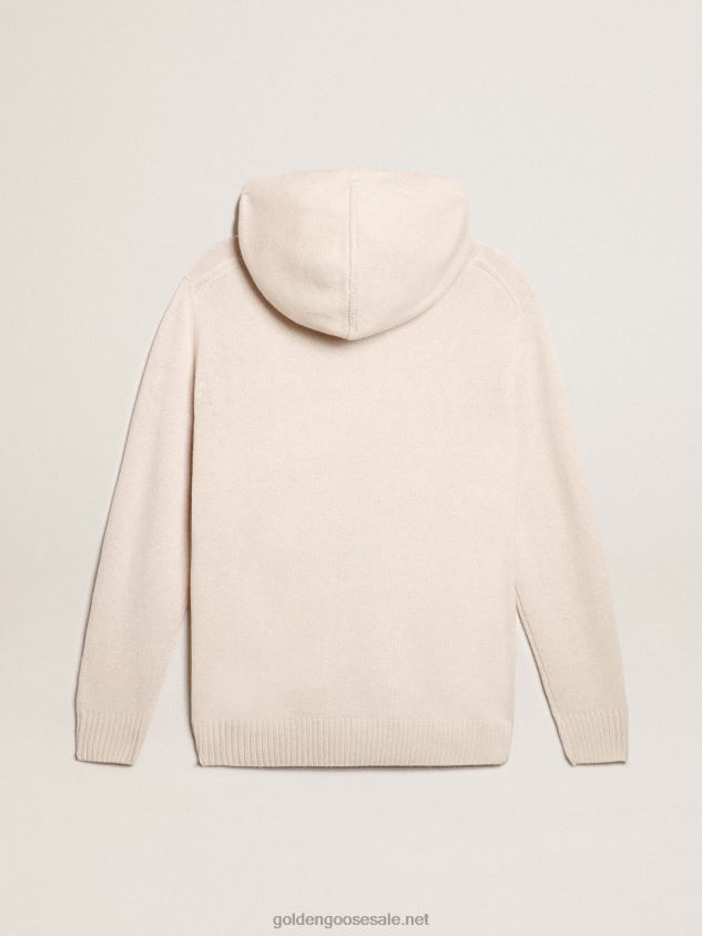 white cashmere blend sweatshirt with hood FN20N816 Men Golden Goose