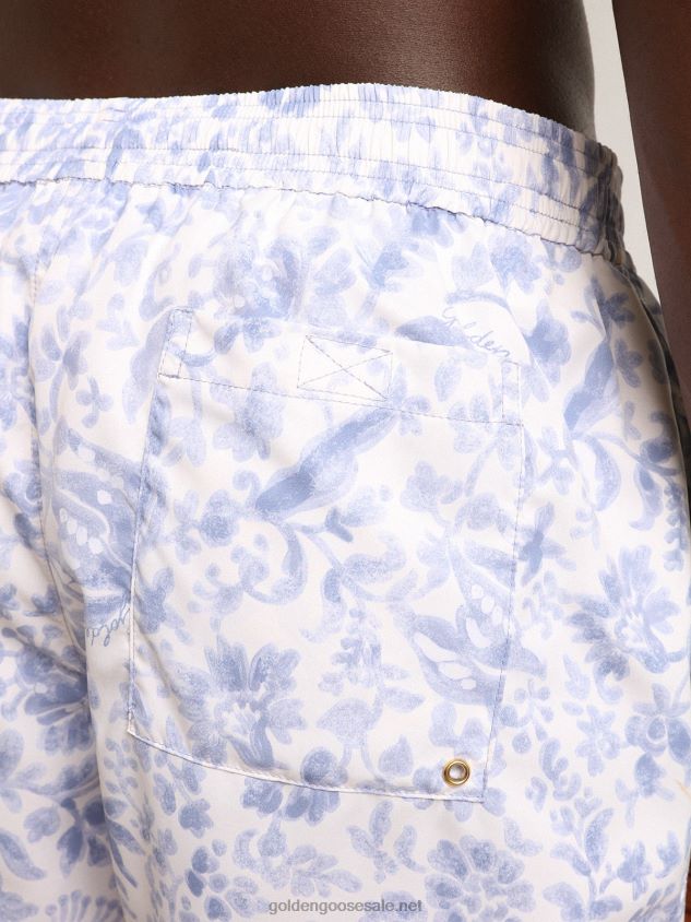 Resort Collection swim shorts with Mediterranean blue print FN20N758 Men Golden Goose