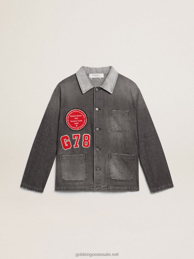 Black denim shirt with patches FN20N722 Men Golden Goose
