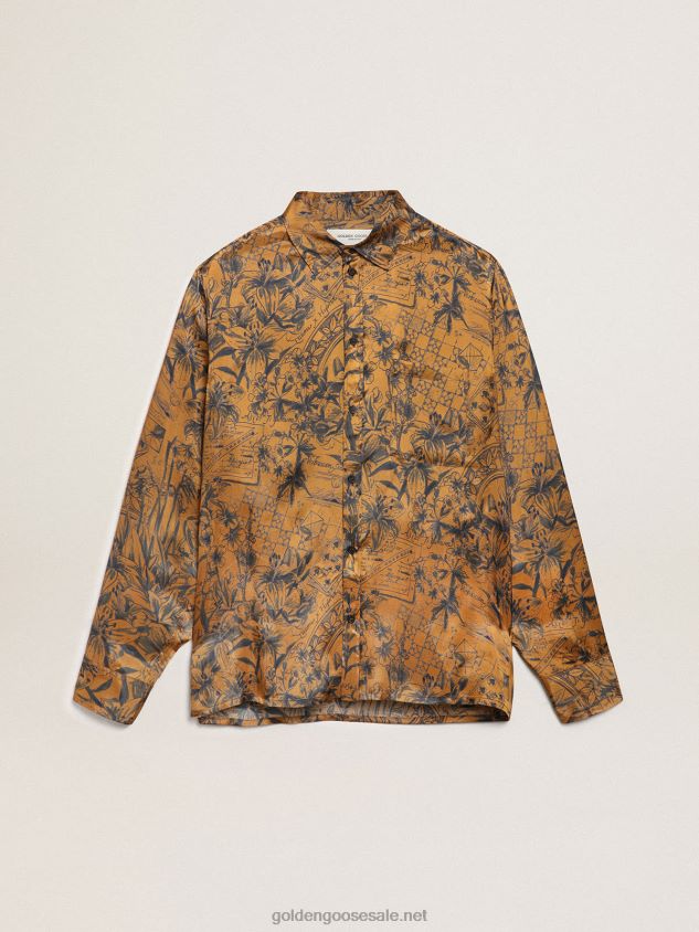 Journey Collection shirt in golden brown with notebook print FN20N744 Men Golden Goose