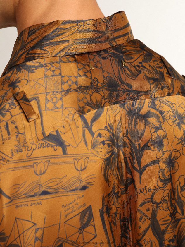 Journey Collection shirt in golden brown with notebook print FN20N744 Men Golden Goose