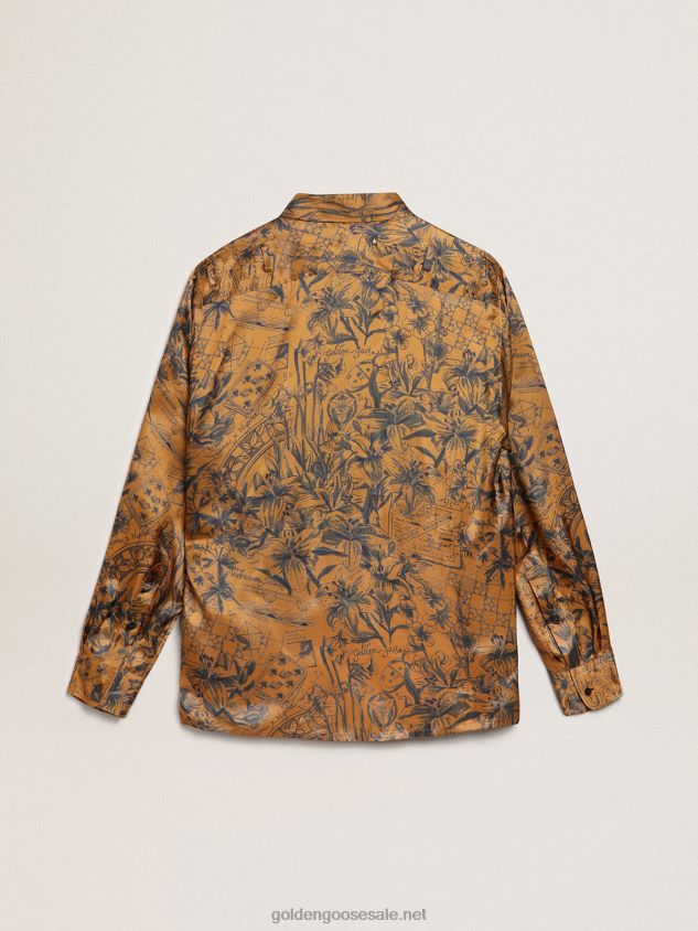 Journey Collection shirt in golden brown with notebook print FN20N744 Men Golden Goose