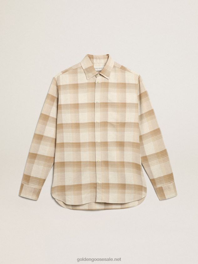 Pepper and dark sand slim-fit shirt FN20N807 Men Golden Goose