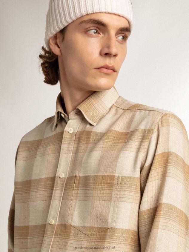 Pepper and dark sand slim-fit shirt FN20N807 Men Golden Goose
