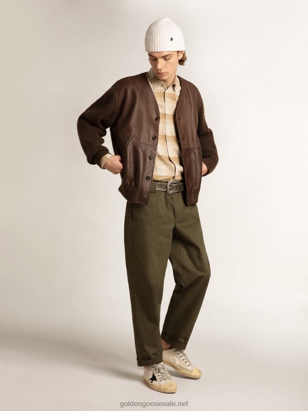 Pepper and dark sand slim-fit shirt FN20N807 Men Golden Goose