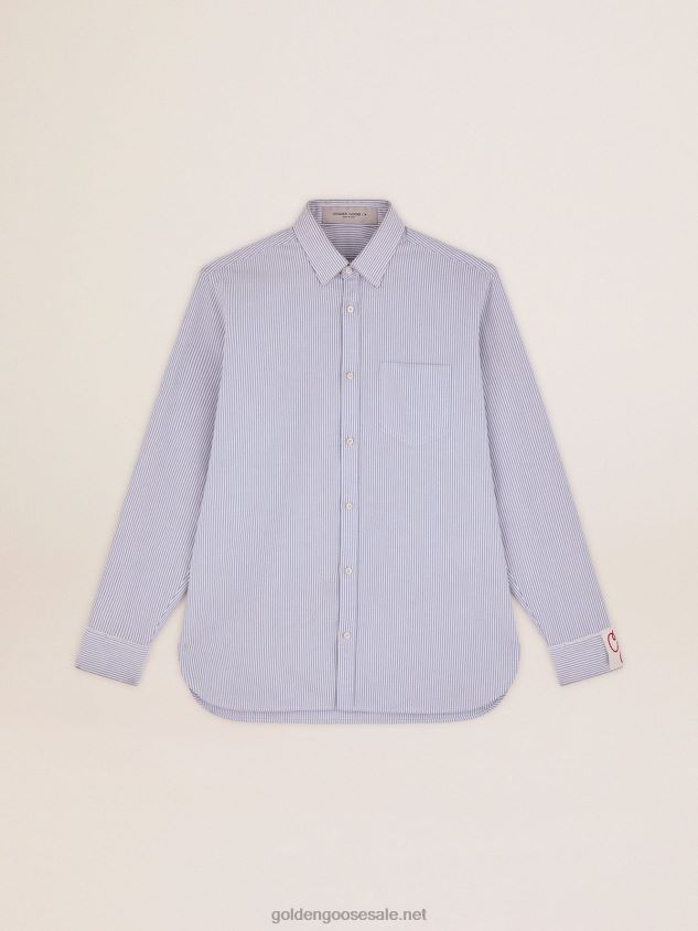 shirt with light blue candy stripes FN20N712 Men Golden Goose