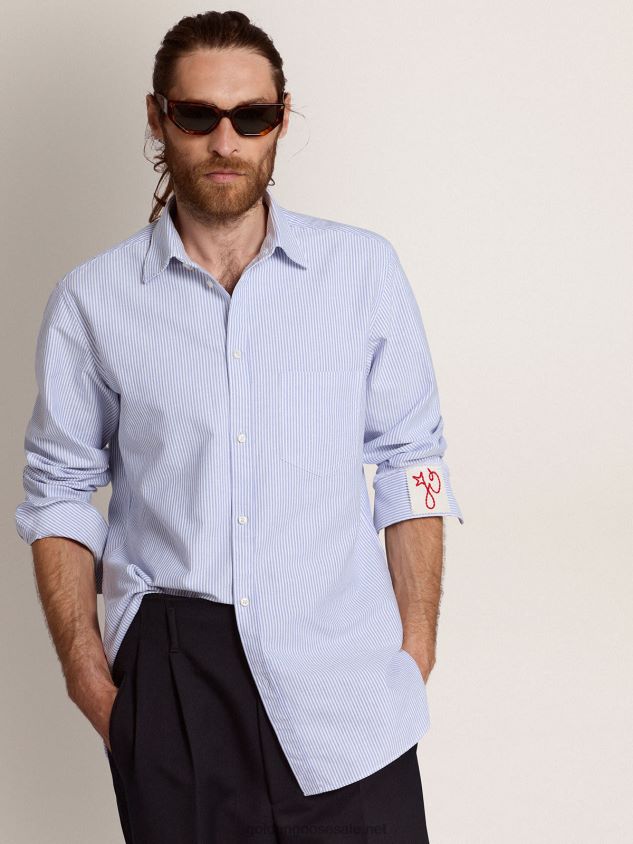 shirt with light blue candy stripes FN20N712 Men Golden Goose