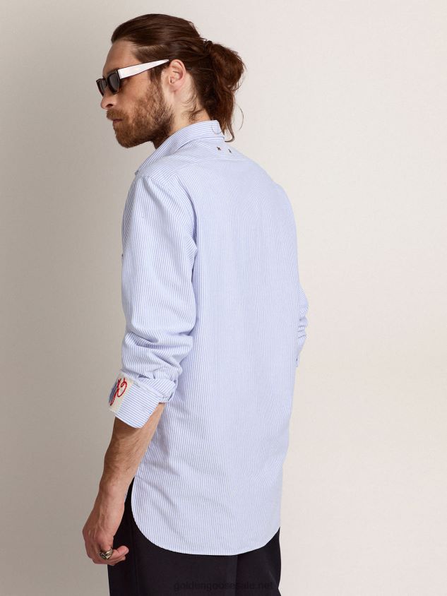 shirt with light blue candy stripes FN20N712 Men Golden Goose
