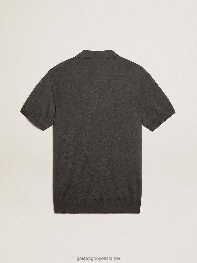 short-sleeved polo shirt in gray merino wool FN20N732 Men Golden Goose