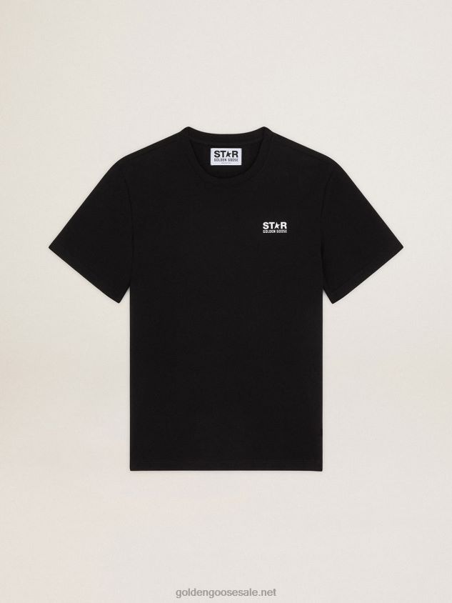 Black Star Collection T-shirt with contrasting white logo and star FN20N690 Men Golden Goose