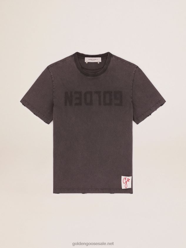 Collection T-shirt in anthracite gray with a distressed treatment FN20N699 Men Golden Goose
