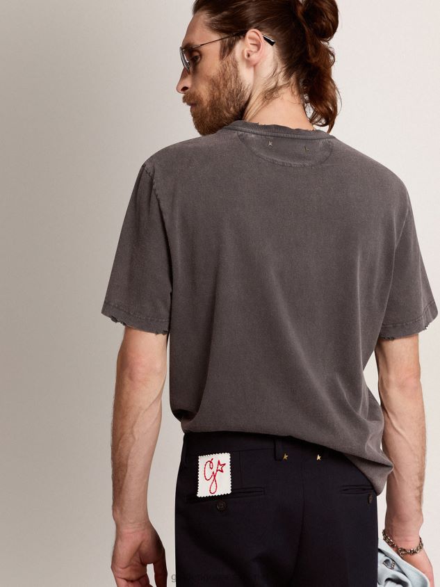 Collection T-shirt in anthracite gray with a distressed treatment FN20N699 Men Golden Goose