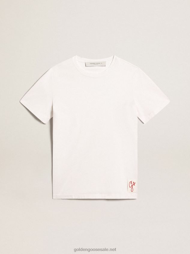Collection T-shirt in white with a distressed treatment FN20N759 Men Golden Goose